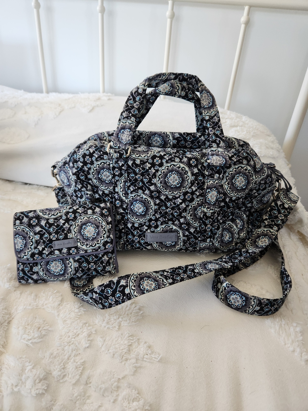 Vera Bradley Black Paisley Quilted Satchel with Wallet